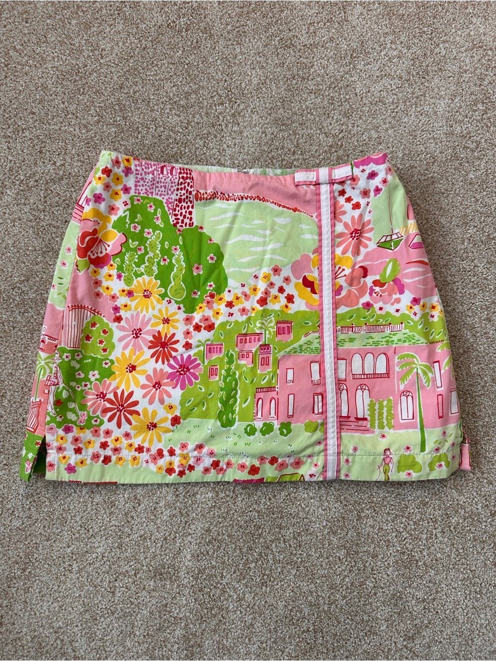 Lilly Pulitzer Vintage Girls Scenic Floral Print Skort Skirt Size 8